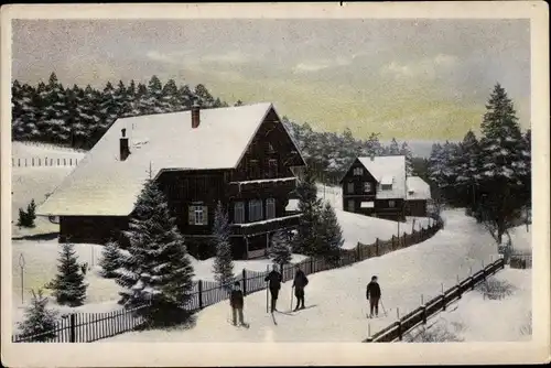 Ak Sindelfingen Baden Württemberg, Wintermotiv, Häuser, Skipartie