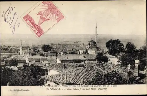 Ak Thessaloniki Griechenland, Vue prise du Quartier Haute de la Ville