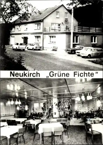 Ak Neukirch in der Lausitz, Grüne Fichte, aussen und innen