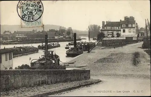 Ak Compiègne Oise, Les Quais