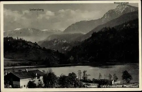 Ak Thumsee Bad Reichenhall, Café Restaurant Madlbauer, Seeblick, Untersberg, Predigtstuhl