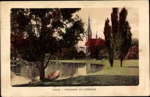 Ak Leipzig in Sachsen, Johannapark mit Lutherkirche