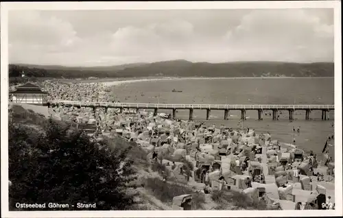 Ak Ostseebad Göhren auf Rügen, Seebrücke, Strand