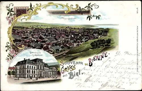 Litho Biel Kanton Bern, Panorama, Amtshaus