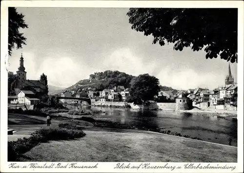 Ak Bad Kreuznach in Rheinland Pfalz, Kauzenberg, Kauzenburg, Ellerbachmündung