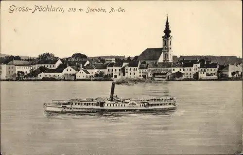 Ak Gross Pöchlarn in Niederösterreich, Panorama, Dampfer