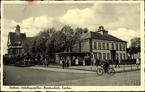 Ak Frechen, Rathaus, Verkehrspavillon, Marienschule