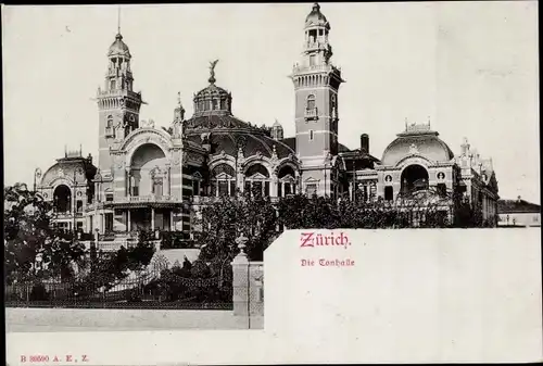 Ak Zürich, Blick auf die Tonhalle mit Gartenanlage