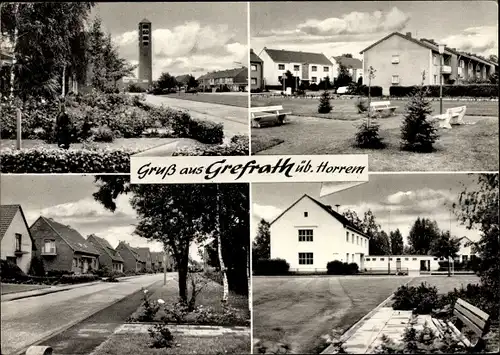 Ak Grefrath am Niederrhein, Siedlung, Schule, Glockenturm