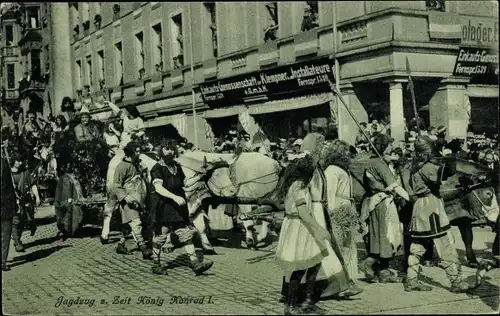 Ak Kassel in Hessen, Jagdzug zur Zeit König Konrad I., historischer Festzug