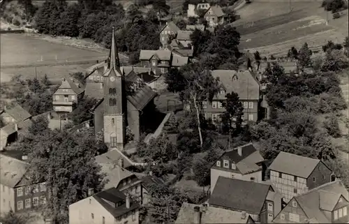 Ak Mellenbach Glasbach Thüringen, Ortszentrum, Kirche