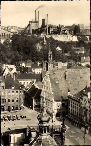 Ak Zwickau in Sachsen, Teilansicht, Marktplatz, Industrieanlagen