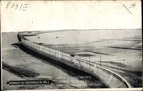 Ak Zeebrugge Westflandern, vue panoramique du Mole