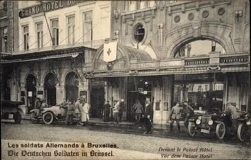 Ak Bruxelles Brüssel, Palace Hotel, Station Deutsches Rotes Kreuz, Soldaten, Grand Hotel