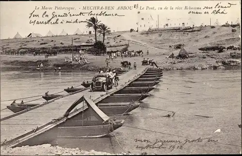 Ak Mechra-Ben Abbou Marokko, Le Pont, vu de la rive Rebamna