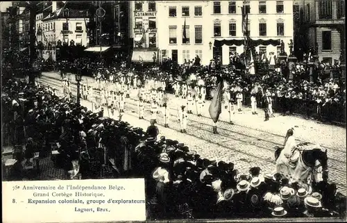 Ak Bruxelles Brüssel, 75e Anniversaire de l'Independance Belge, Expansion coloniale