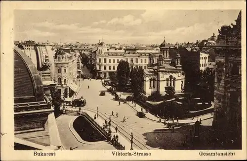 Ak București Bukarest Rumänien, Viktoria Straße, Gesamtansicht