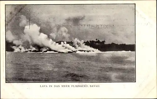 Ak Insel Savaii Samoa, Lava in das Meer fliessend