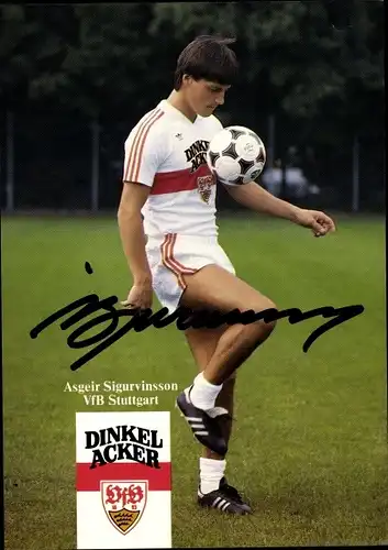 Sammelbild Fußballspieler Asgeir Sigurvinsson, VfB Stuttgart, Autogramm