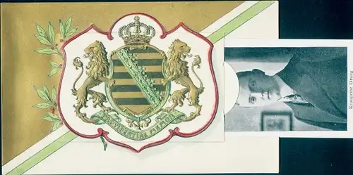 Leporello Wappen Ak Königshaus Sachsens unter König Friedrich August III., Kronprinz Georg