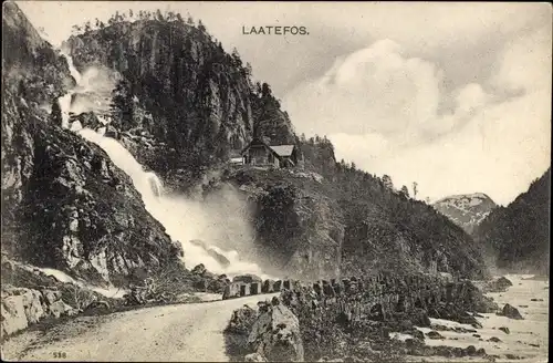 Ak Odda Hardanger Norwegen, Laatefoss, Wasserfall