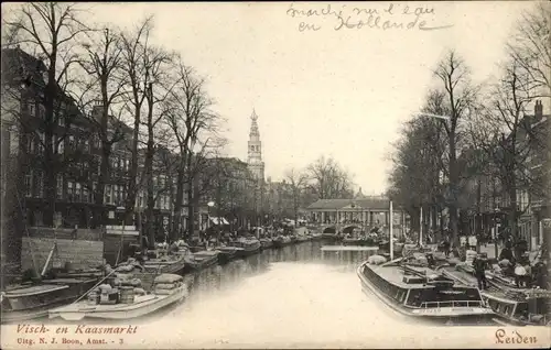 Ak Leiden Südholland Niederlande, Vischmarkt en Kaasmarkt