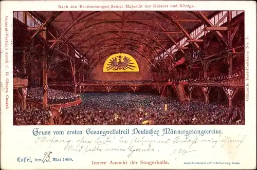 Ganzsachen Litho Kassel in Hessen, Erster Gesangwettstreit Deutscher Männergesangvereine 1899