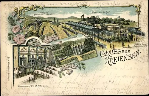 Litho Kreiensen Einbeck, Hauptbahnhof, Innenansicht, Wartesaal