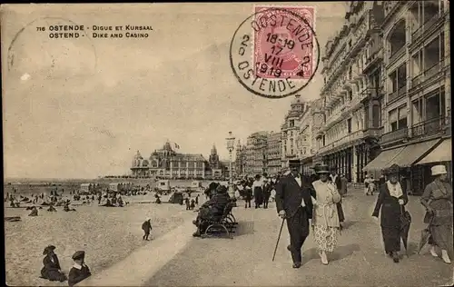 Ak Ostende Ostende Westflandern, Digue, Kursaal