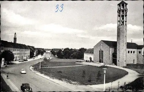 Ak Wolfsburg in Niedersachsen, Christus-Kirche und Fr. Ebertstraße