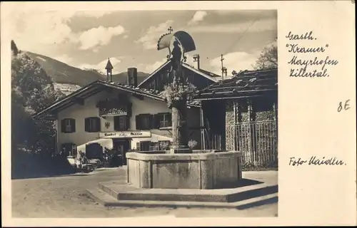 Ak Mayrhofen im Zillertal Tirol, Gasthaus Kramer, Denkmal