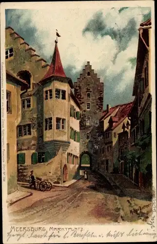 Künstler Ak Zeno, Diemer, Meersburg am Bodensee Baden Württemberg, Marktplatz, Stadttor