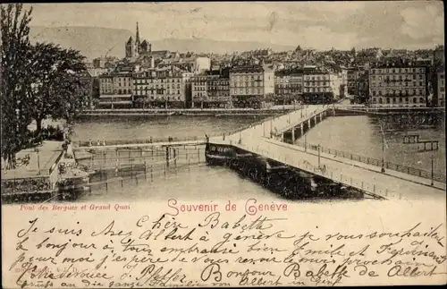 Ak Genf Genf Schweiz, Pont des Bergues, Grand Quai