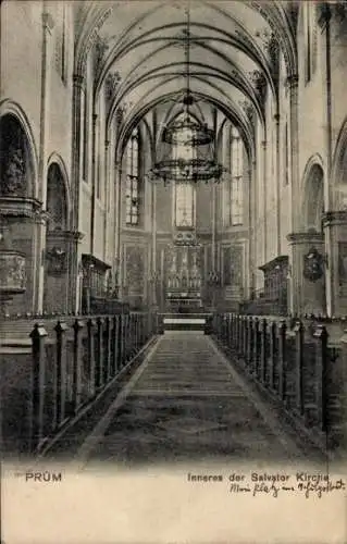 Ak Prüm in der Eifel, Salvator-Kirche, Inneres, Altar, Kronleuchter