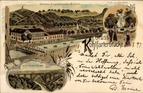 Litho Kohlfurterbrücke Kohlfurt Cronenberg Wuppertal, Restauration H. Jacobs, Müngstener Brücke