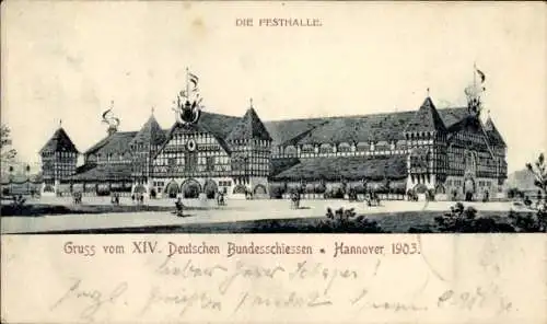 Ak Hannover in Niedersachsen, XIV Deutsches Bundesschießen 1903, Festhalle