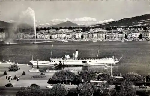 Ak Genf Genf Schweiz, La Rade, der Jet d’eau und Mont Blanc