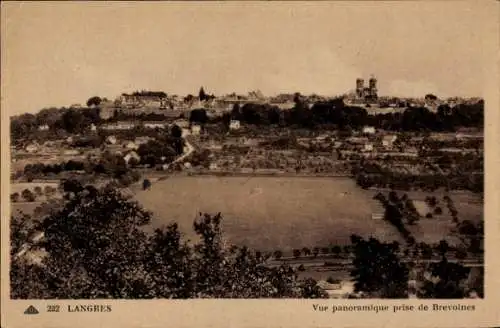 Ak Langres Haute Marne, Panoramablick von Brevoines aus