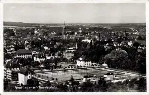 Ak Reutlingen in Württemberg, Panorama mit Tennisplatz