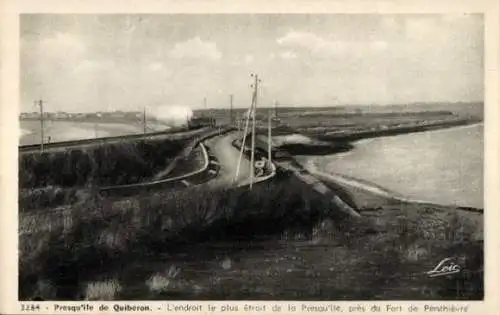 Ak Presqu'ile de Quiberon, L'endroit le plus etroit de la Presqu'ile, pres du Fort de Penthievre