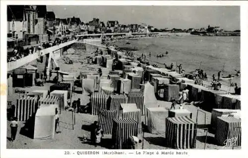 Ak Quiberon Morbihan, La Plage a Maree haut