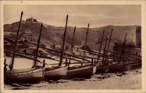 Ak Collioure Pyrénées-Orientales, Barques de peche du port d'Amont