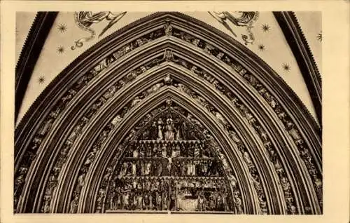 Ak Freiburg im Breisgau, Münster, Timpanon vom Hauptportal