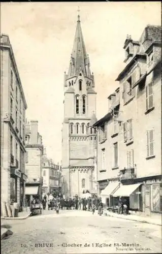 Ak Brive la Gaillarde Corrèze, Clocher de l'Eglise St-Martin