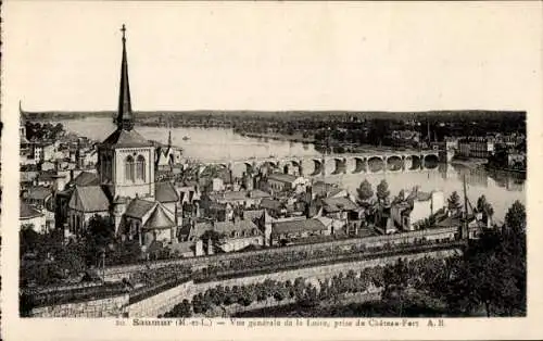 Ak Saumur Maine et Loire, Gesamtansicht der Loire, aufgenommen vom Chateau-Fort