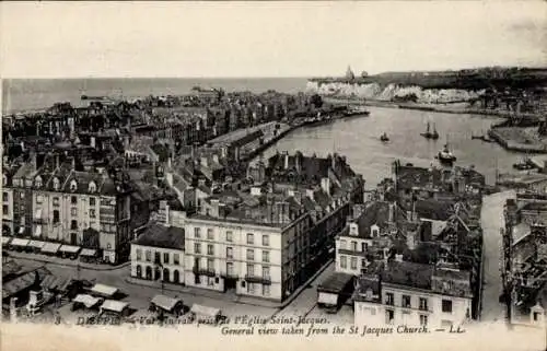 Ak Dieppe Seine-Maritime, Gesamtansicht von der Kirche Saint-Jacques aus