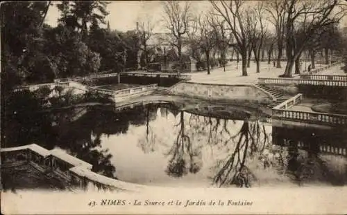 Ak Nîmes Gard, La Source, Jardin de la Fontaine