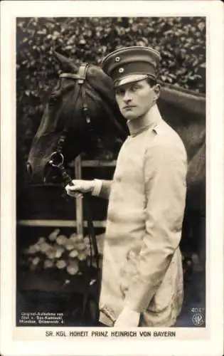 Ak Prinz Heinrich von Bayern, Portrait in Uniform mit Pferd