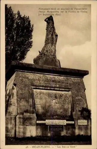 Ak Floing Sedan Ardennes, Les Braves Gens, Monument