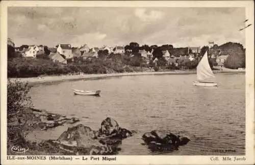 Ak Île aux Moines Morbihan, Port Miquel, Segelboot